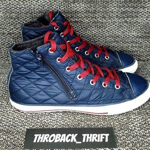 CONVERSE All Star Chuck Taylor Side Zip Navy Blue Quilted Womens Size 7.5 Youth